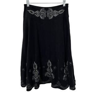 NWT‎ Goldfish Black Corduroy Midi Skirt Sz Small Embroidery Whimsigoth